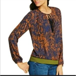 CAbi Border Wrap Python Snake Print Top Blouse Size XS